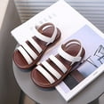 thumbnail image 2 of TOWED22 Girls Sandals Cute Open Toe Summer Flat Sandals Dress Shoes Lightweight Beach Holiday（White,13）, 2 of 8