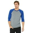 thumbnail image 2 of The Bella + Canvas Unisex 3/4 Sleeve Baseball T-Shirt - GREY/ TR RYL TRB - S, 2 of 4