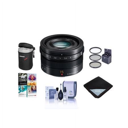 UPC: 0840014163519 | Lumix G Leica DG Summilux 15mm f/1.7 Asph Lens for Micro Four Thirds  Black  Bundle w/Bower 46mm Filter Kit  ProOptic 46mm Filter Kit  Lens Case  Cleaning Kit  Lens Wrap  Software Kit