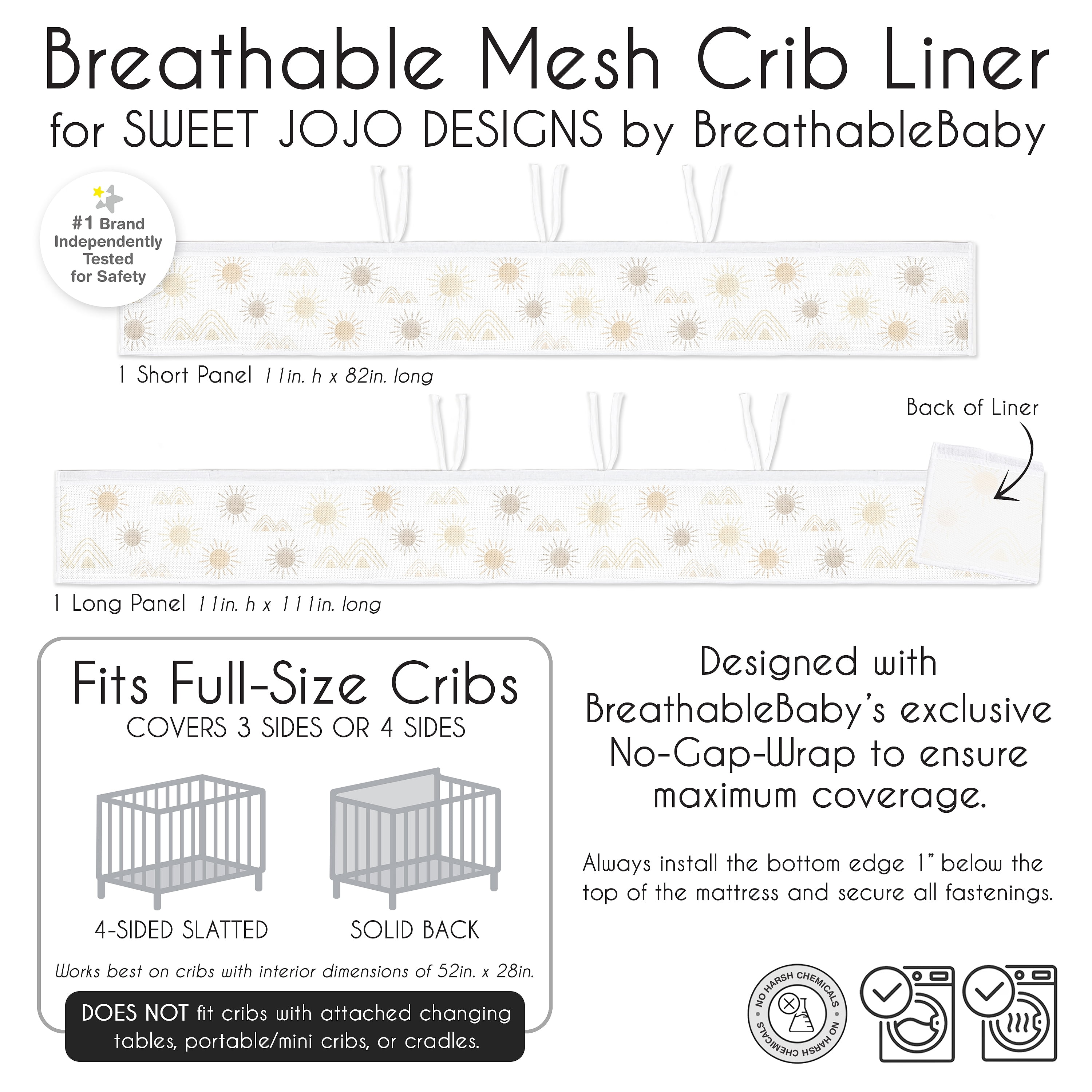 Sweet Jojo Designs + BreathableBaby Desert Sun Beige Tan Breathable Mesh Crib Liner Pad