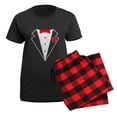thumbnail image 5 of CafePress - Funny Tuxedo [Red Bow] Women's Dark Pajamas - Women's Short Sleeve Print T-Shirt and Pants Dark Cotton Pajama Set, 5 of 7