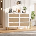 thumbnail image 3 of Bingirl Commode à 6 Tiroirs en Rotin Blanc avec Poignées en Métal et Compartiments de Rangement pour Chambre et Salon, 3 of 9