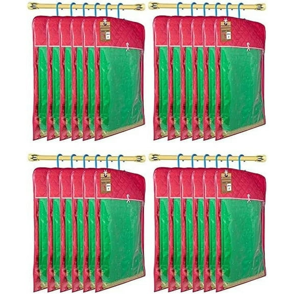 atorakushon 30'' Hanging Garment Suit Bags Storage Clothes Cover with Clear Window Zipper Closet for Tuxedos Shirts Fur Coats Pack of 24 Pink