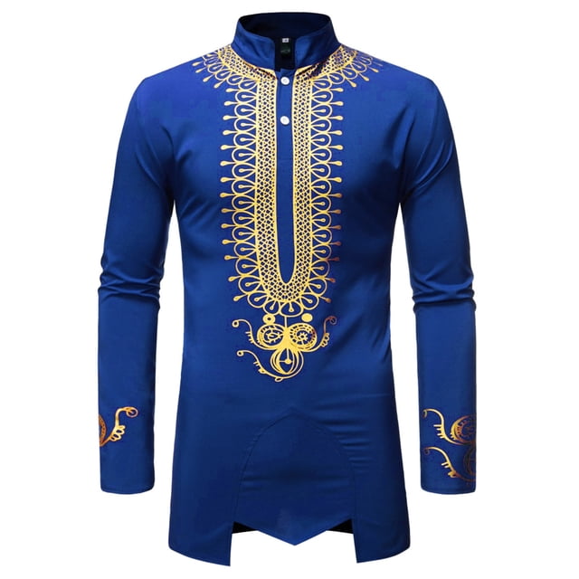 Camisas De Vestir Para Hombre Azul Camisetas de palangre árabe Abaya Thobe para hombre, caftán Henley con cuello bandeado, vestido liso, camisas, caftán musulmán Thobe (Blue, M)