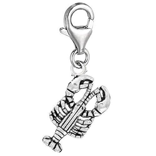 Clip on Lobster Charm Dangle Pendant for European Clip on Charm Jewelry w/ Lobster Clasp