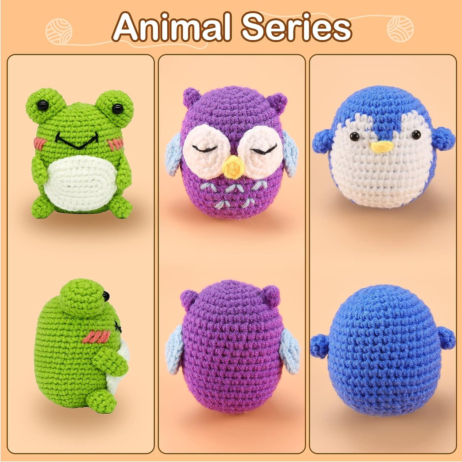 Oududianzi Crochet Kit for Beginners, 3 Pattern Cute Animals-Owl, Penguin,  Frog, Beginner Crochet Animal Kit for Adult Kids with Step-by-Step