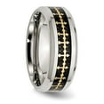 thumbnail image 4 of Stainless Steel Polished Yellow IP w/Carbon Fiber Inlay Cross 8mm Band, 4 of 6
