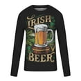 thumbnail image 4 of Mens St. Patricks Day T-Shirts Casual Big&tall Long Sleeve Crewneck Green Graphic Loose Comfortable Pullover Tops (XL, Black), 4 of 5