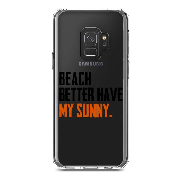 DistinctInk Clear Shockproof Hybrid Case for Samsung Galaxy S9 (5.8" Screen) - TPU Bumper Acrylic Back Tempered Glass Screen Protector - Beach Better Have My Sunny
