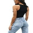 thumbnail image 2 of Women Girl Summer Rib Solid Color Tank Top   Neck Sleeveless Crop Top, 2 of 6