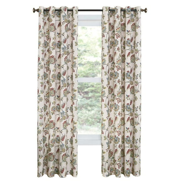 Renaissance Home Fashion Colette Printed Grommet Panel, 52" x 84", Jewel