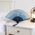thumbnail image 4 of Qiweii Silk Cloth Folding Fan Bamboo Ribs Durable Stage Performance Props Home Decor, 4 of 6