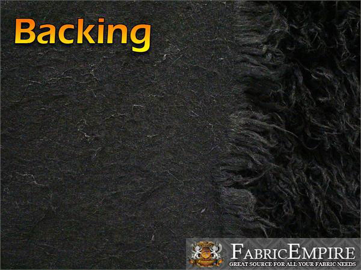 Faux Fur Long Pile Curly Fabric ALPACA BLACK / 60" Wide / Sold by the Yard