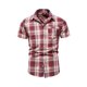 thumbnail image 1 of Txlixc Camisa de botón de manga corta con solapa a cuadros Txlixc moda, 1 of 8