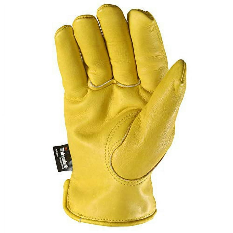 Men's Deerskin Winter Work Gloves,100-gram Thinsulate Insulation,  Fleece-Lined, X-Large (Wells Lamont 963XL), Saddletan