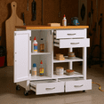 thumbnail image 4 of Homy Casa Mobile Garage Storage Cabinet with Drawers, Shelves, and Lockable Wheels, White, 4 of 8