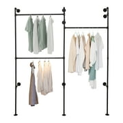 Wall Mounted Industrial Pipe Clothing Rack Garment Rack Pipeline Clothes Rack for Homes, Clothing Stores, Hotels, Garment Factories