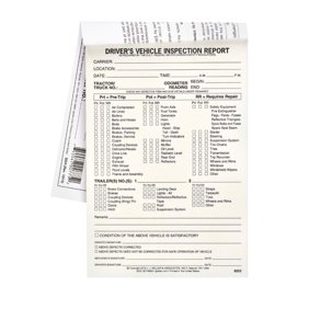 Detailed Driver Vehicle Inspection Report Book (Pre- & Post-Trip) 25-pk., 2-Ply Carbonless, 5.5"x8.5", 31 Sets of Forms Per Book