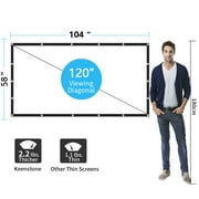 Projector Screen, Keenstone 120 inch 16:9 HD Foldable Anti-Crease Portable Projector Movies Video Screen for Home Theater Outdoor Indoor