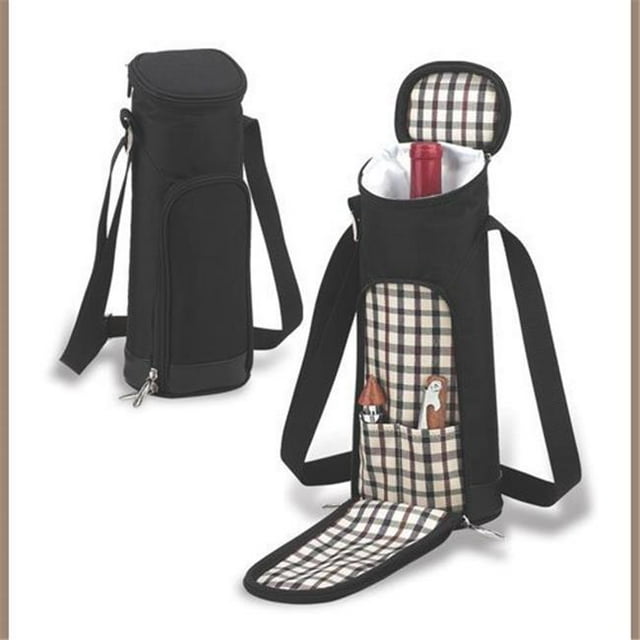 London Single Bottle Carrier With Tools- Black-Plaid