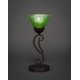 thumbnail image 1 of Lámpara de mesa Olde Iron Mini mostrada en acabado bronce con 7 vasos de cristal verde kiwi, 1 of 1