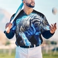 thumbnail image 5 of Lsque Futuristic Blue Light White Tiger Pattern Mens Polo Golf Shirts Funny Graphics Shorts Sleeve Button Shirts Baseball T-shirt-Large, 5 of 7