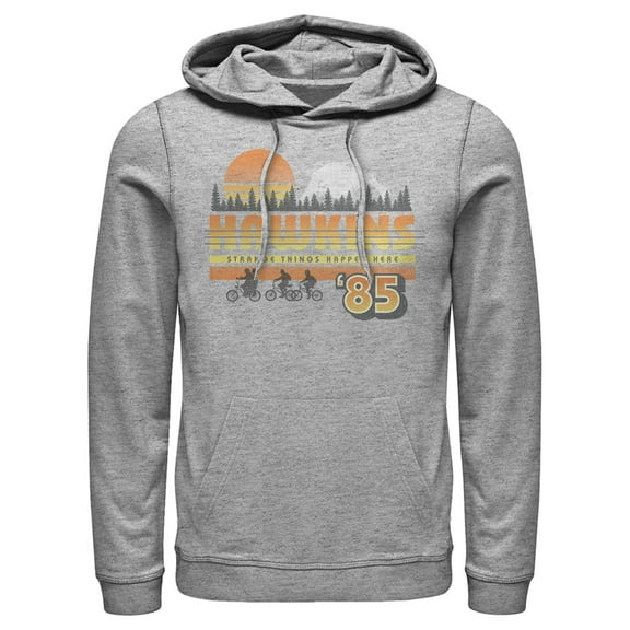 Netflix Men's Stranger Things Retro Hawkins Bikers Pull Over Hoodie Athletic Heather Small