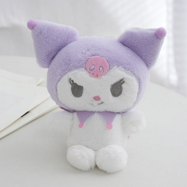 Charm de mochila de peluche Sanrio, Kuromi morado, 1 pieza, 14 cm, muñeco de peluche de anime, regalo navideño, regalo de cumpleaños.