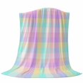 thumbnail image 6 of Pink Blue Blanket Soft Cozy Warm Throw Blanket for Couch, Plush Fuzzy Flannel Fleece Blankets for Sofa, Buffalo Plaid Checker Modern Gingham Lattice Bed Blankets Lightweight Gifts for Women, 32"x48", 6 of 9