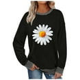 thumbnail image 3 of UTSJKR Color Block Sweatshirts for Women Daisy Printed Loose Crewneck Pullovers Long Sleeve Cute Graphic Tees Casual Tunic Blouse Black M, 3 of 7