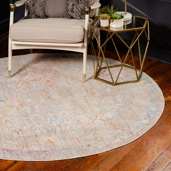 Unique Loom Brighton Collection Area Rug - Williamsburg (3' 3" Round Multi/Black)