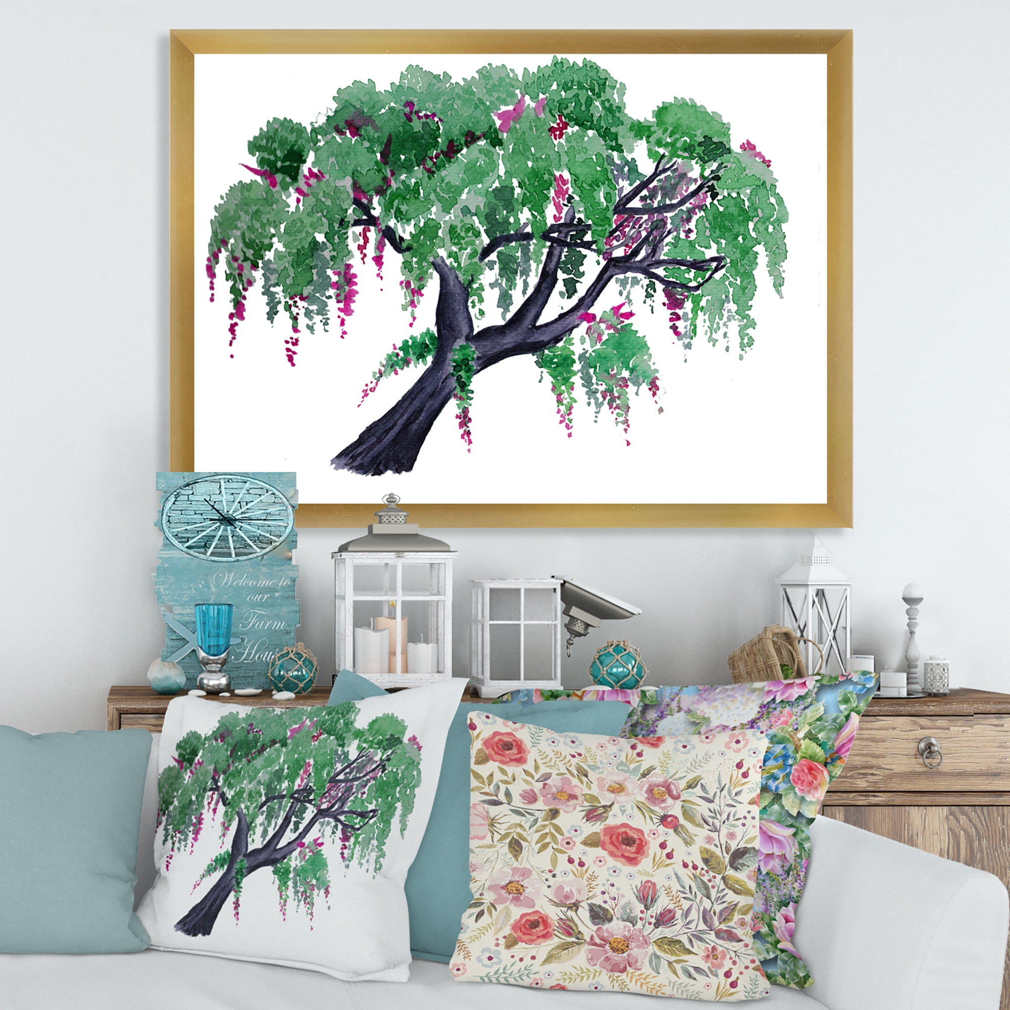 Designart 'A Lonely Tree of Wisteria' Traditional Framed Art Print