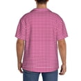 thumbnail image 5 of KLL Pink Gingham Print Men's Shirt Short Sleeve Button Down Summer Cuba Beach Shirts- XX-Large, 5 of 7