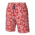 thumbnail image 5 of Kdxio Red Hibiscus Flower Pattern Mens Casual Shorts - Drawstring Summer Beach Sports Shorts for Men, 5 of 9