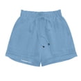 thumbnail image 6 of Hurxie Women's Casual Elastic Waist Lounge Shorts Comfy Stretch Lace Trim Summer Beach Linen Ruffle Shorts Blue,M, 6 of 6
