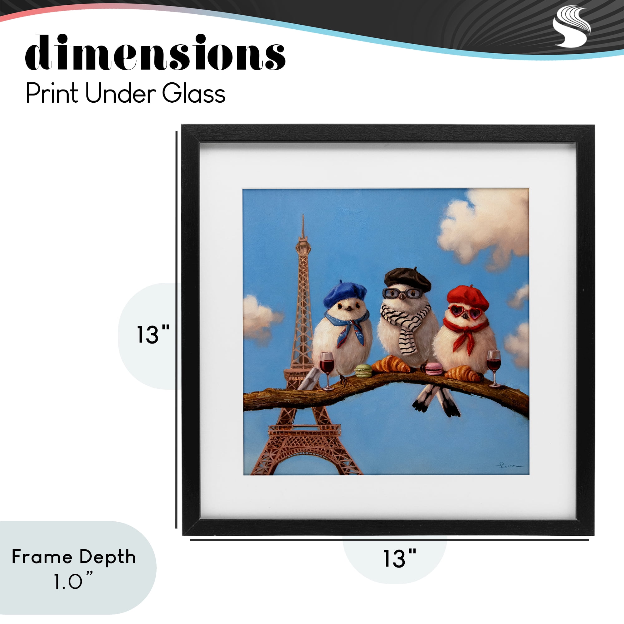Stupell Industries Parisian Chic Birds in Paris Black Framed Print Under Glass, design by Lucia Heffernan