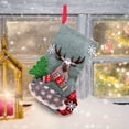 thumbnail image 3 of Christmas Deer with Fence Cloth Stocking Gift Bag – Medium 38cm (15in) Burlap-Style Stocking with Deer & Fence Embroidery – Candy Gift Bag Decor, 3 of 8