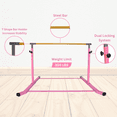 thumbnail image 3 of Iron Bar Gymnastics Bar Height Adjustable Kip Bar 3 FT - 5 FT Ages 3-14 Beginner and Advanced Kids Gymnastic Training Equipment (Pink), 3 of 8
