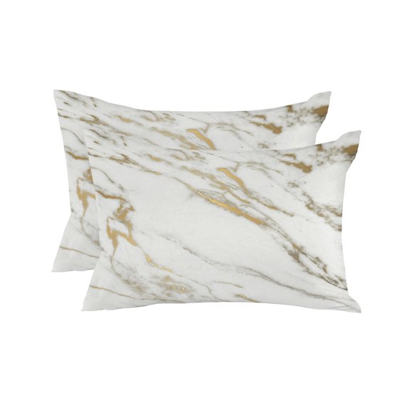 Waterproof Outdoor Throw Pillows with Inserts 12"x20" Set of 2, Golden Marble Soft Decorative Pillowcases for Couch Bedroom, Abstract Modern Minimalist Art Pillow Covers for Sofa Living Room