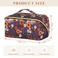 thumbnail image 4 of FORMRS Makeup Bag Travel Cosmetic Organizer for Women Fold Flat Zipper Pouch with Handle, Purple Flowers, 4 of 8