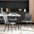 thumbnail image 3 of Duhome Elegant Lifestyle Faux Leather Dining Chairs Set of 4, Dining Room Chairs with Black Metal Legs for Kitchen Gray, 3 of 9