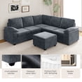 thumbnail image 3 of EUROCO 2000LBS 84" Modern U Shaped Sectional Sofa Set, 6 Seat Velvet Upholstered Corner Couch with Ottoman, Armrest Pillow, Indoor Furniture for Living Room, Apartment, Office, Gray, 3 of 10