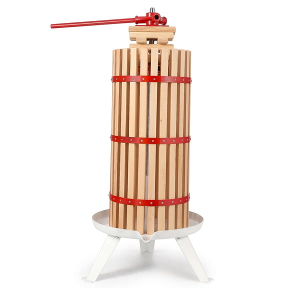 7.9 Gal Manual Fruit Wine Press, Wood Steel Fruit and Wine Press With T-Handle, Stable Triangular Structure, Wine Making Press for Outdoor, Kitchen, Manual Assembly Required