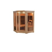 Bluewave Sonoma 3-Person Hemlock Infrared Corner Sauna with 7 Carbon Heaters