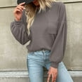 thumbnail image 6 of Women's 2024 Crew Neck Long Lantern Sleeve Casual Loose Ribbed Knit Solid Soft Pullover Sweater with Pocket, 6 of 6