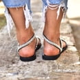 thumbnail image 5 of Flat Sandals for Women, Flip Flop Thong Beach Shoes Summer Slide Sandals Strappy Gladiator Leather Slippers Open Toe Slip On, 5 of 7