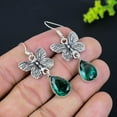 thumbnail image 2 of Natural Green Tourmaline Gemstone 925 Sterling Silver Gift Earring 1.89", 2 of 2