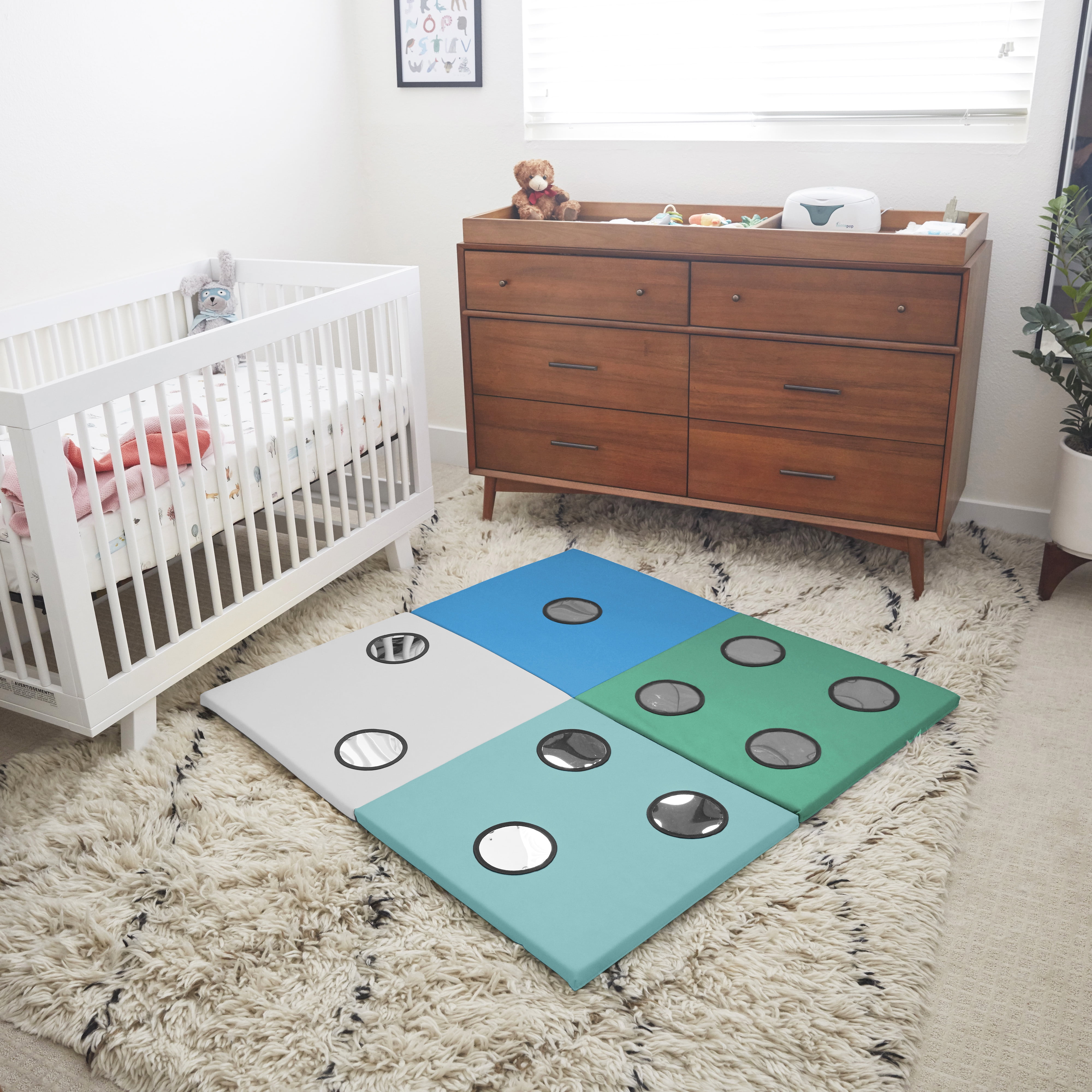 ECR4Kids SoftZone 123 Look at Me Activity Play Mat with Mirrors, Folding Playmat, Contemporary