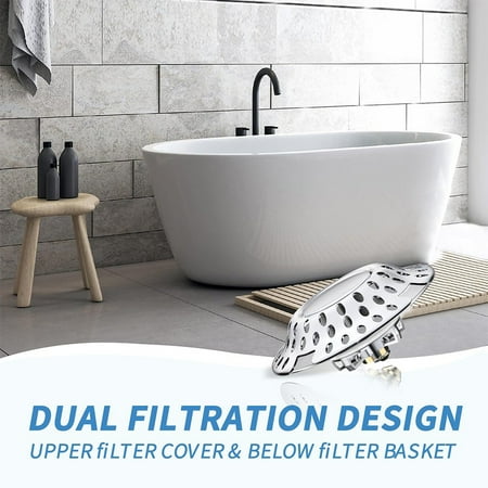 

Upgrade 2 in 1 Bathtub Stopper Hair Catcher Anti-Clogging Design Drain Cover