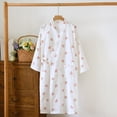 thumbnail image 2 of Puliio Robes For Women Spring Summer Lightweight Open Front Mid Length Kimono Bathrobe Soft Cotton Loungewear Nightgown,Size L, 2 of 3
